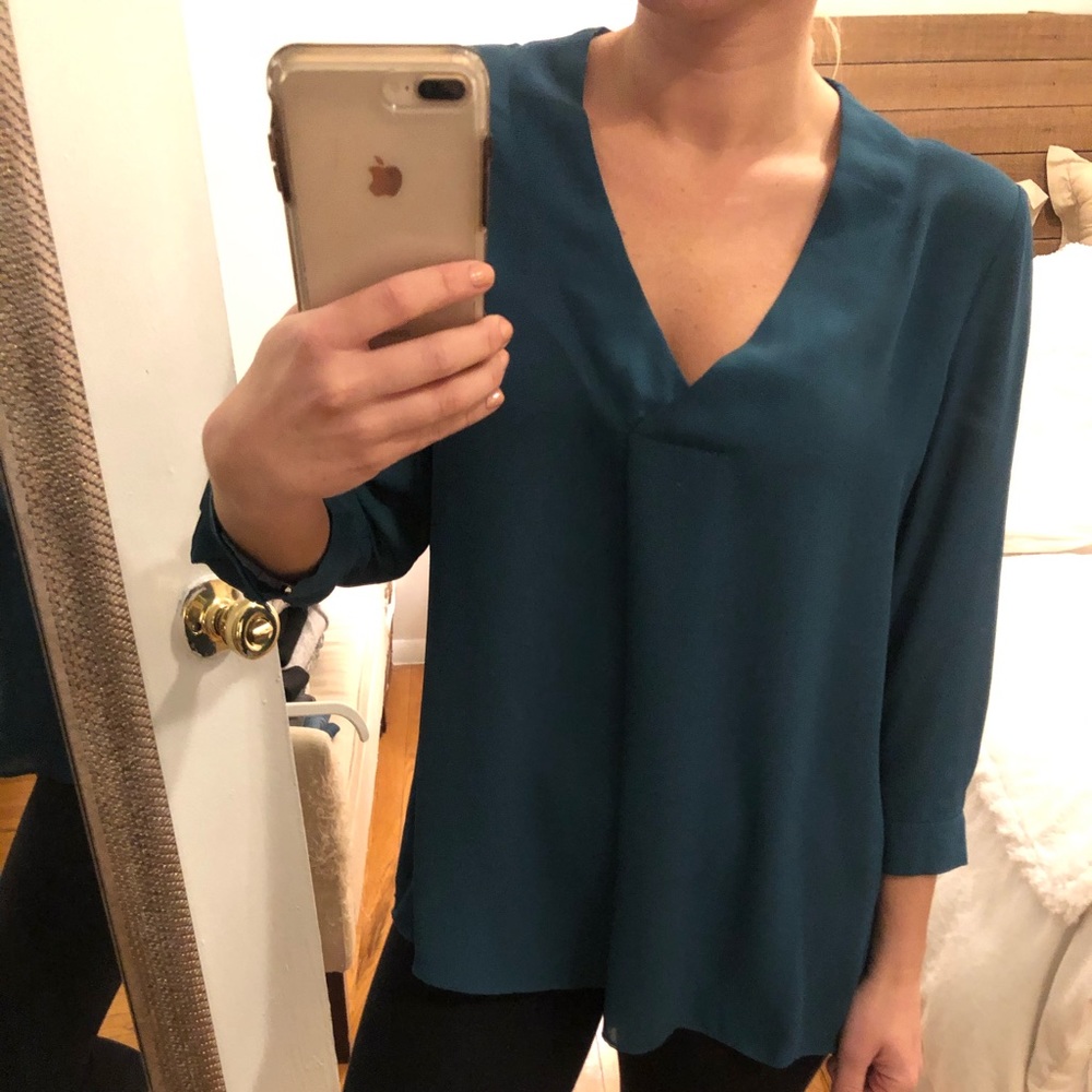Teal 3/4 length sleeve blouse